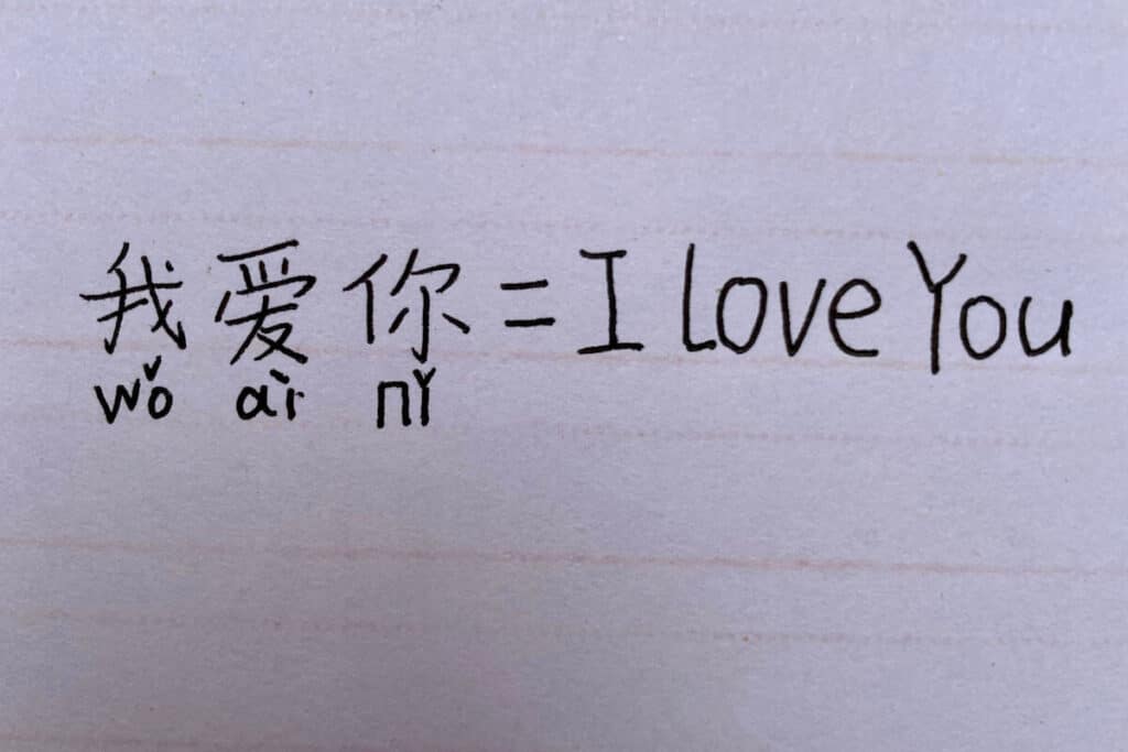 a image showing how to say i love you in chinese