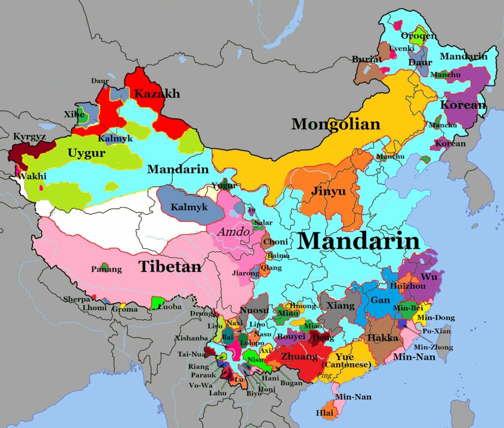 cover image of GoEastMandarin's post on Chinese Dialects with a map of China