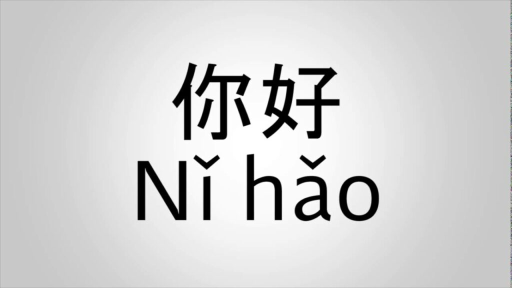 an image shows 你好 and its pinyin