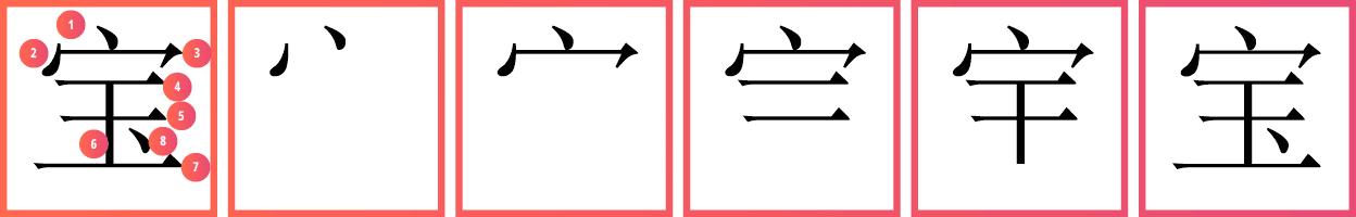 Chinese stroke order 宝